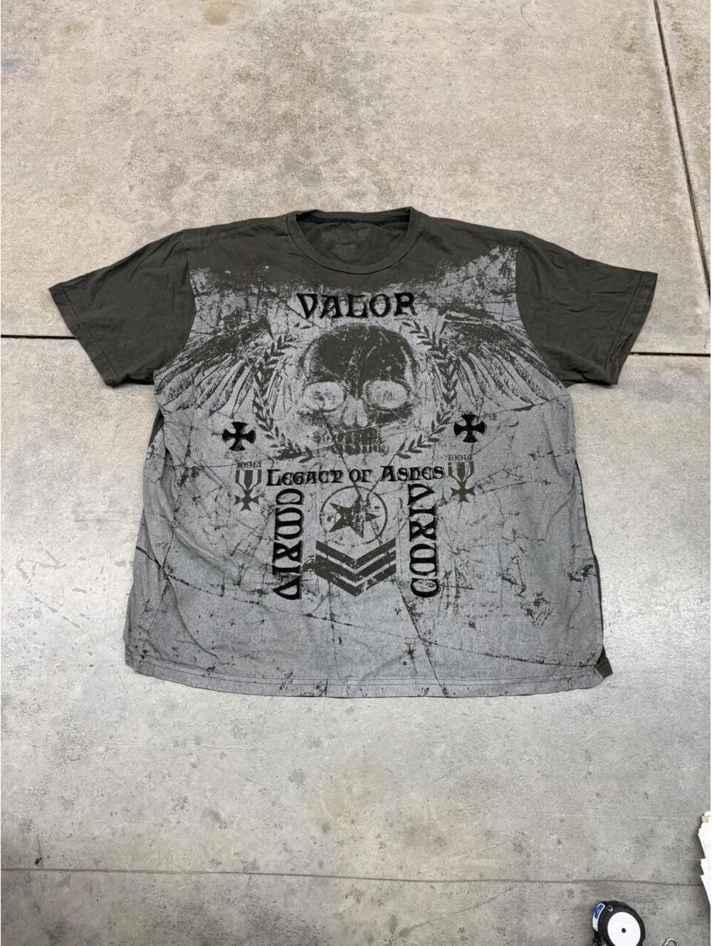 vintage valor black jack olive green skull legacy and ashes shirt size xxl